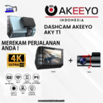 Dashcam AKEEYO AKY T1 4K Front + FHD Rear Camera Built-in GPS WiFi App