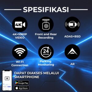 Spesifikasi Dashcam Rekooda DVR Kaca Spion Tengah