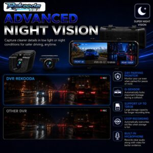 Dashcam Rekooda DVR Kaca Spion Tengah Night Vision